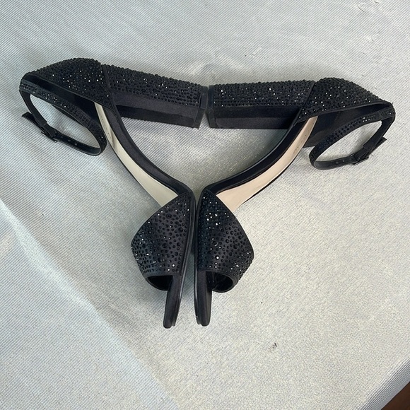 Le Chateau Jewel Studded Elegant Black Heels Open Toe Ankle Strap 39 EU - Picture 5 of 13